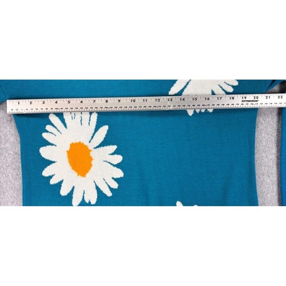 Laurie Felt Daisy Sweater XS Blue Floral Dopamine Knit Cottagecore Retro Inspo - Picture 9 of 9